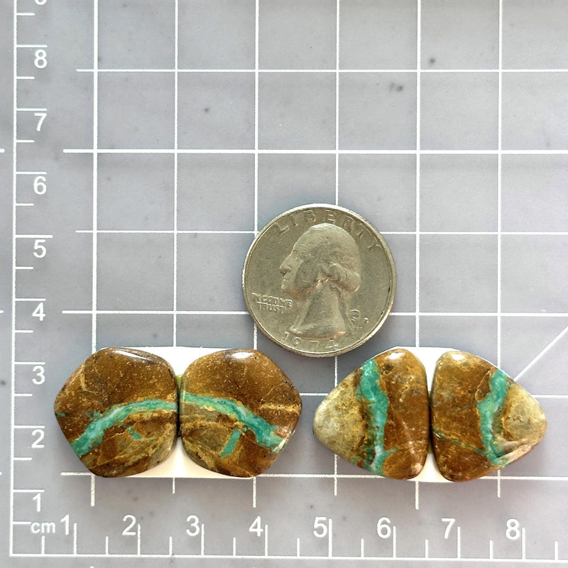 Medium Sky Blue Mixed Royston Turquoise, Set of 4 Dimensions