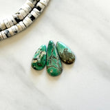 Large Deep Green Teardrop Crescent Lake Variscite, Set of 3 Background