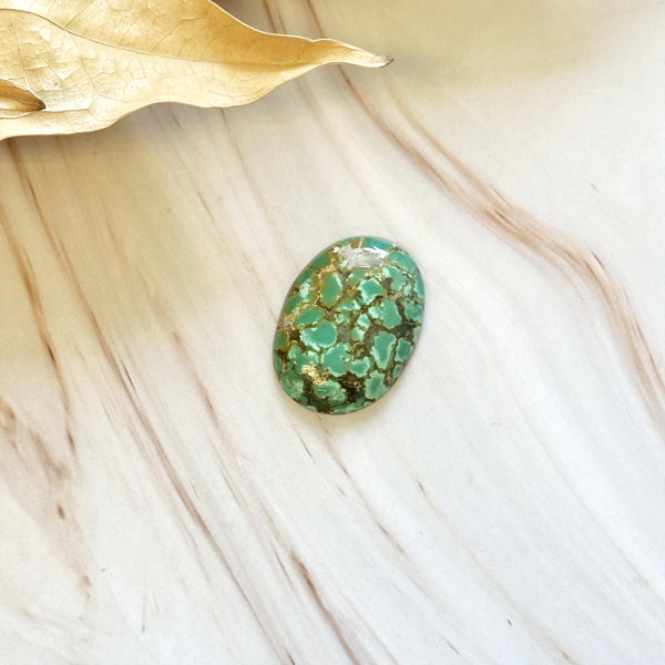Large Bamboo Green Oval Bamboo Mountain Turquoise Background