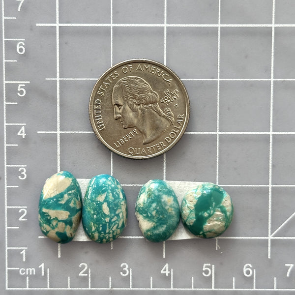 Small Deep Blue Mixed Fox Turquoise, Set of 4 Dimensions