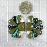 Small Mixed Mixed Mixed Turquoise, Set of 16 Dimensions