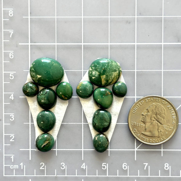 Small Deep Green Mixed Fox Turquoise, Set of 12 Dimensions