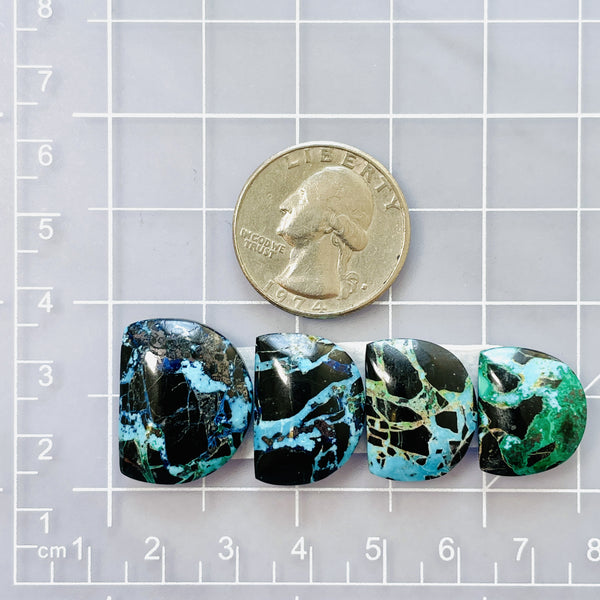 Large Sky Blue Half Moon Yungai Turquoise, Set of 4 Dimensions