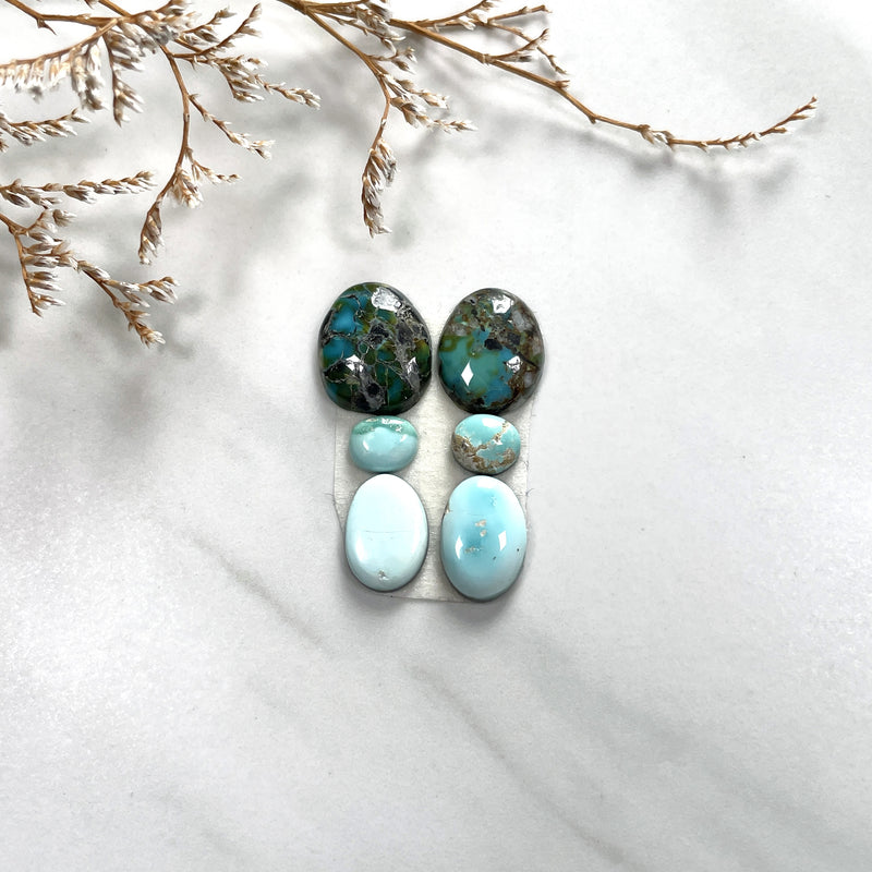 Small Mixed Freeform Mixed Turquoise, Set of 6 Background