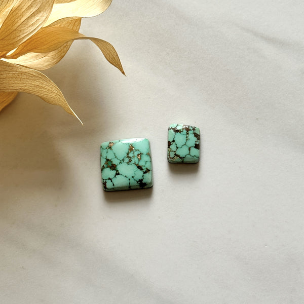 Small Faint Green Square Namtso Lake Turquoise, Set of 2 Background