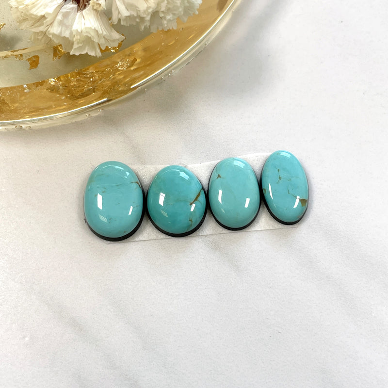 Small Sky Blue Oval Tyrone Turquoise, Set of 4 Background