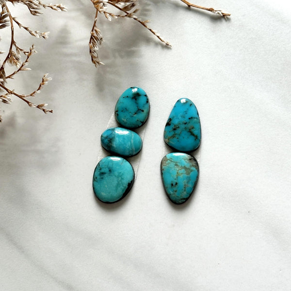 Small Sky Blue Mixed Mixed Turquoise, Set of 5 Background