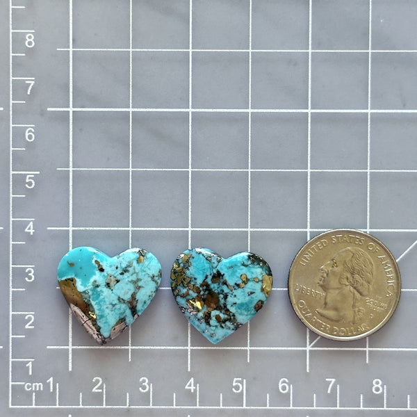 Medium Ocean Blue Heart Ithaca Peak Turquoise, Set of 2 Dimensions