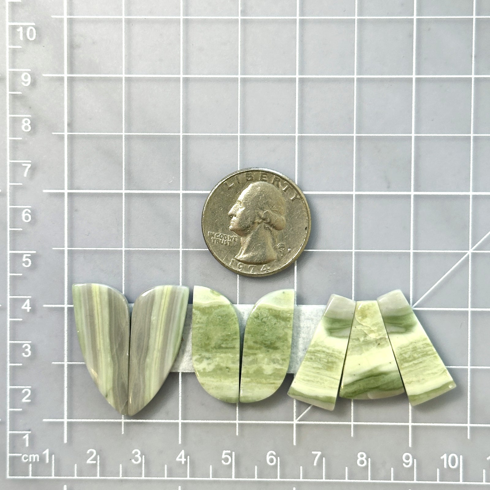 アクセサリー 0.138 Light Grayish Greenish Yellow SI-2 Large Mint Green Mixed Green Serpentine Serpentine, Set of 7