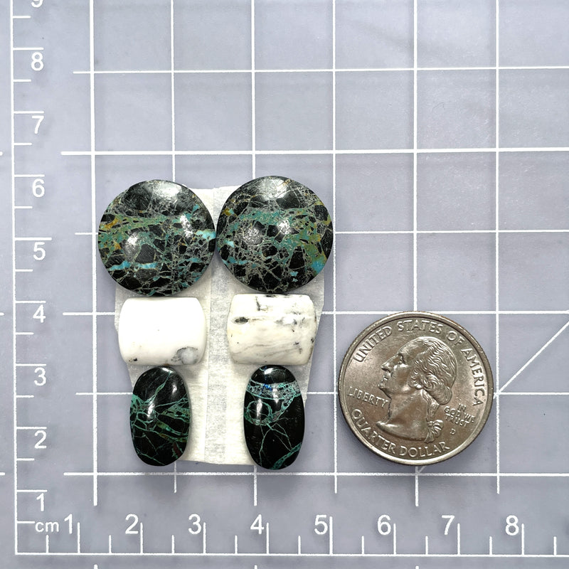 Small Mixed Mixed Mixed Turquoise, Set of 6 Dimensions