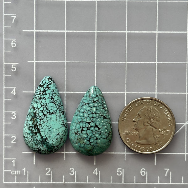 Large Sky Blue Teardrop Yungai Turquoise, Set of 2 Dimensions