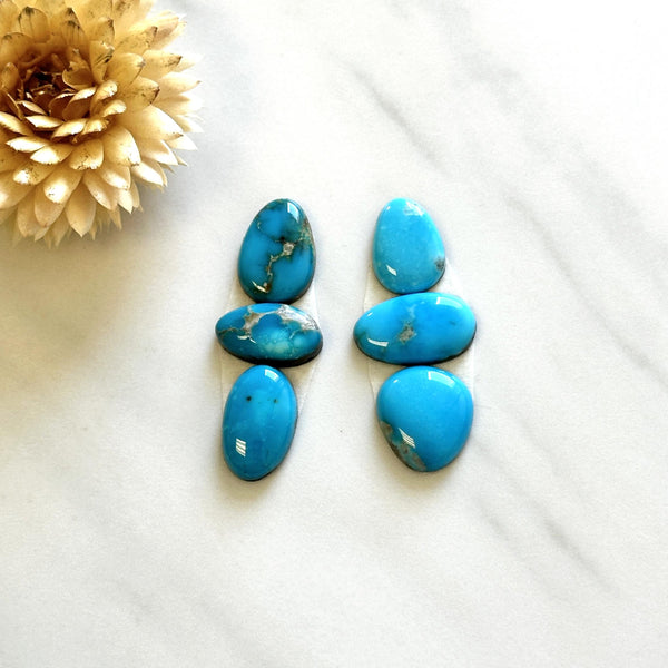Small Sky Blue Mixed Sleeping Beauty Turquoise, Set of 6 Background