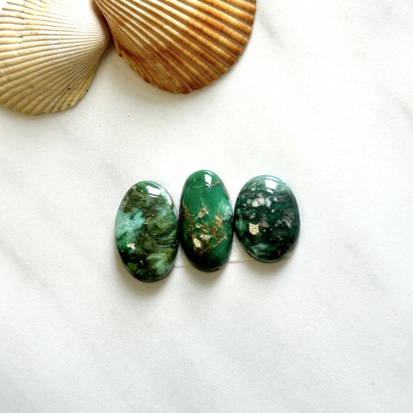Medium Deep Green Mixed Broken Arrow Variscite, Set of 3 Background
