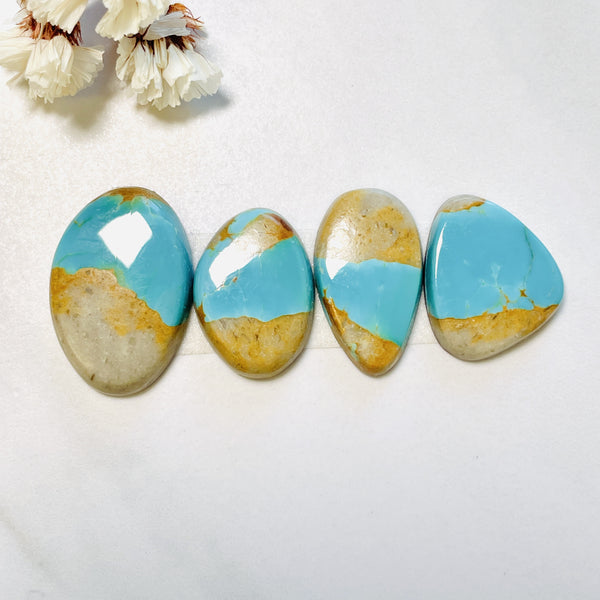 Large Sky Blue Mixed Royston Turquoise, Set of 4 Background