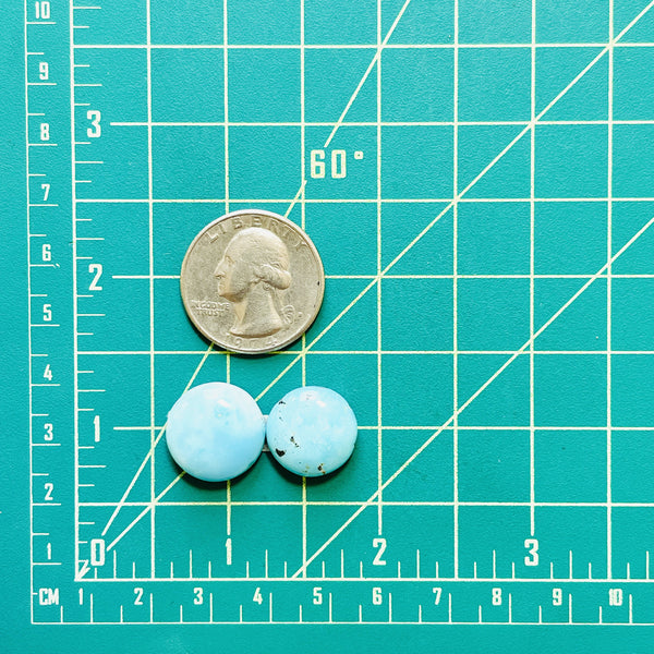 Small Sky Blue Round Lone Mountain Turquoise, Set of 2 Dimensions