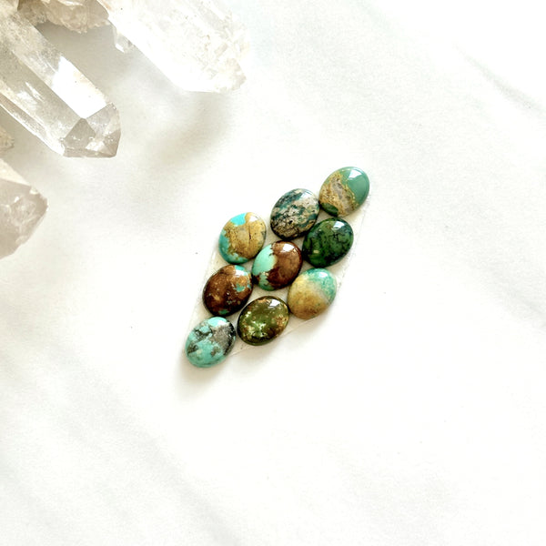 Small Mixed Oval Mixed Turquoise, Set of 9 Background