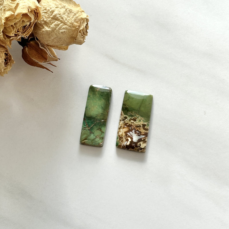 Large Sea Green Bar Crescent Lake Variscite, Set of 2 Background