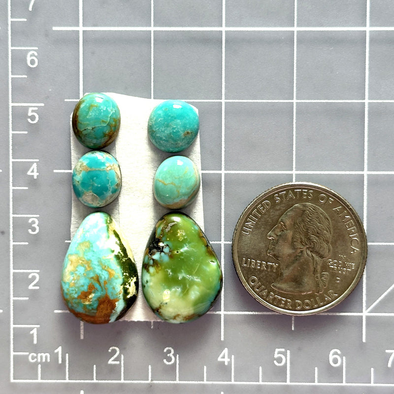 Small Mixed Mixed Royston Turquoise, Set of 6 Dimensions