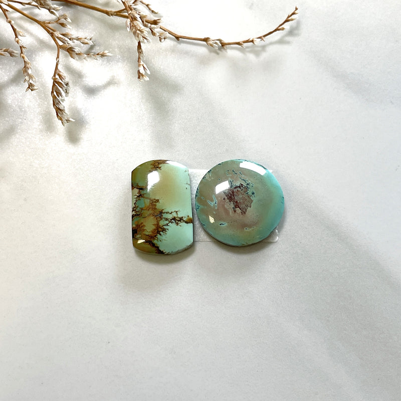 Medium Faint Green Mixed Treasure Mountain Turquoise, Set of 2 Background