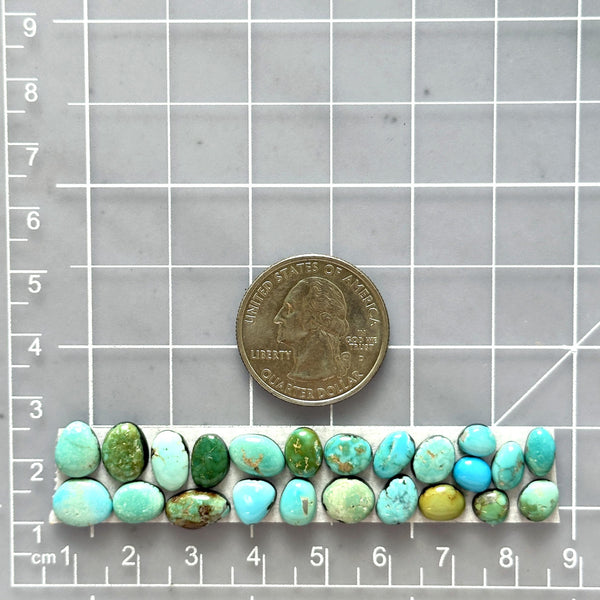 Small Mixed Mixed Lone Mountain Turquoise, Set of 23 Dimensions