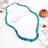 Natural Spider Web Yungai Turquoise Nugget Necklace 19 Inches