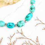 Natural Golden Matrix Lone Mountain Turquoise Smooth Nugget Necklace 18 Inches