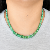 Natural Lucid Turquoise Rondelle Bead Necklace 18 Inches