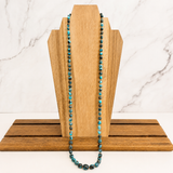 Natural Spider Web Yungai Turquoise Bead Necklace 32 Inches