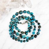 Natural Spider Web Yungai Turquoise Bead Necklace 32 Inches