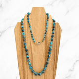 Natural Spider Web Yungai Turquoise Bead Necklace 32 Inches