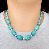 Natural Golden Matrix Lone Mountain Turquoise Smooth Nugget Necklace 18 Inches