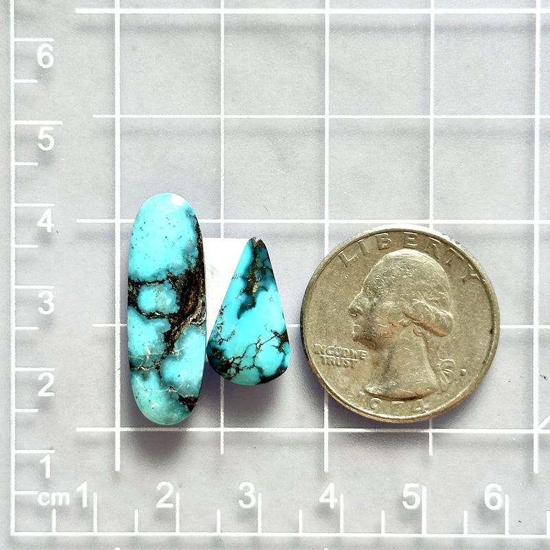 Large Sky Blue Mixed Yungai Turquoise, Set of 2 Dimensions