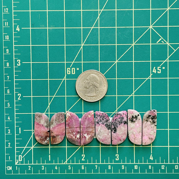 Large Pink Freeform Cobaltoan Calcite, Set of 8 Dimensions