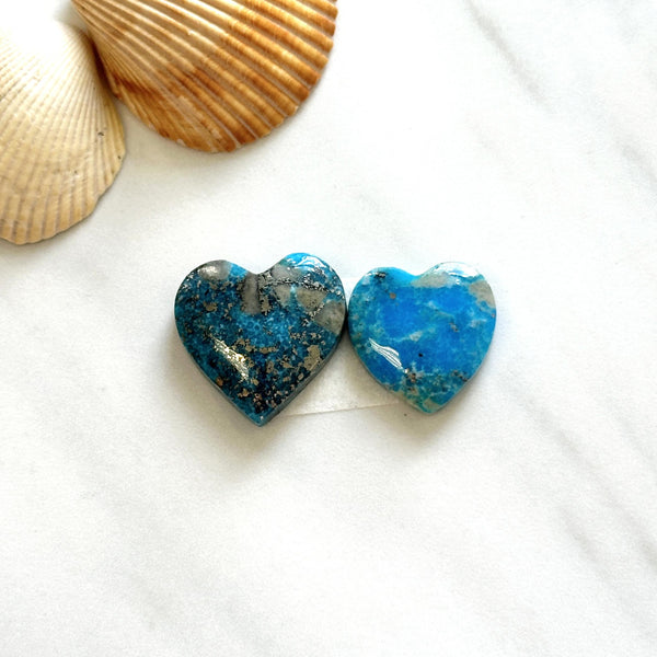 Large Sky Blue Heart Ithaca Peak Turquoise, Set of 2 Background