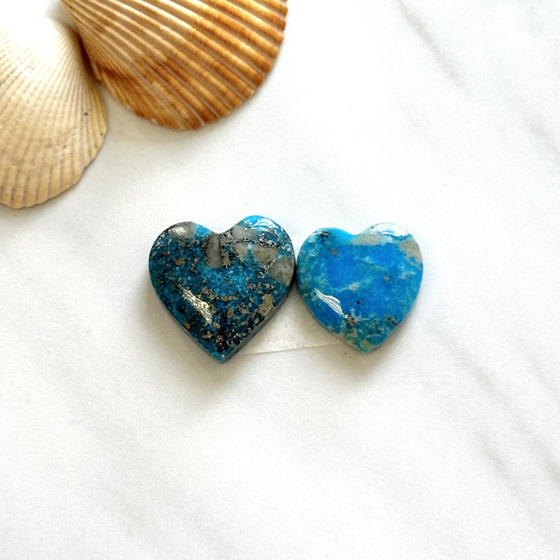 Large Sky Blue Heart Ithaca Peak Turquoise, Set of 2 Background
