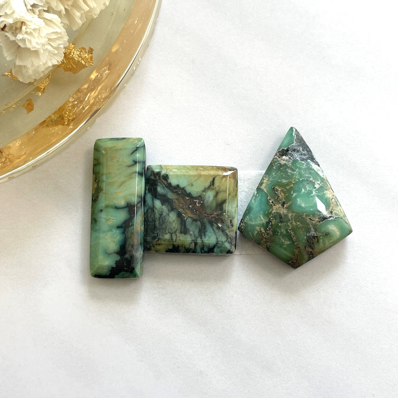 Large Bamboo Green Mixed Bamboo Mountain Turquoise, Set of 3 Background