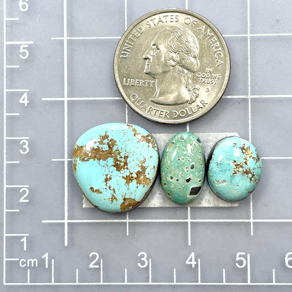 Small Sky Blue Freeform Carico Lake Turquoise, Set of 3 Dimensions