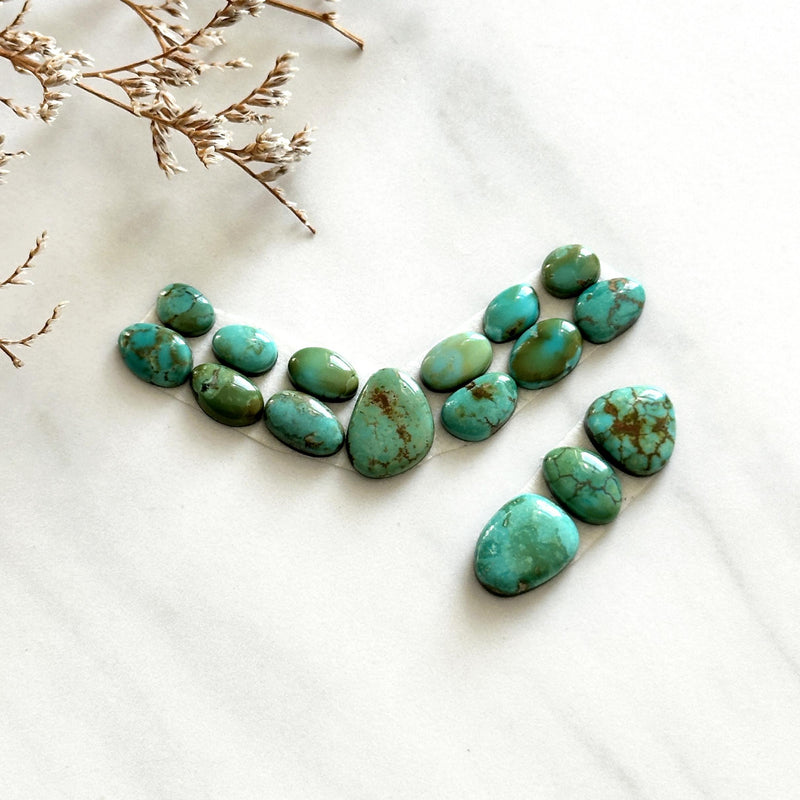 Small Lime Green Mixed Lone Mountain Turquoise, Set of 16 Background