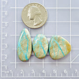 Large Sky Blue Mixed Royston Turquoise, Set of 3 Dimensions