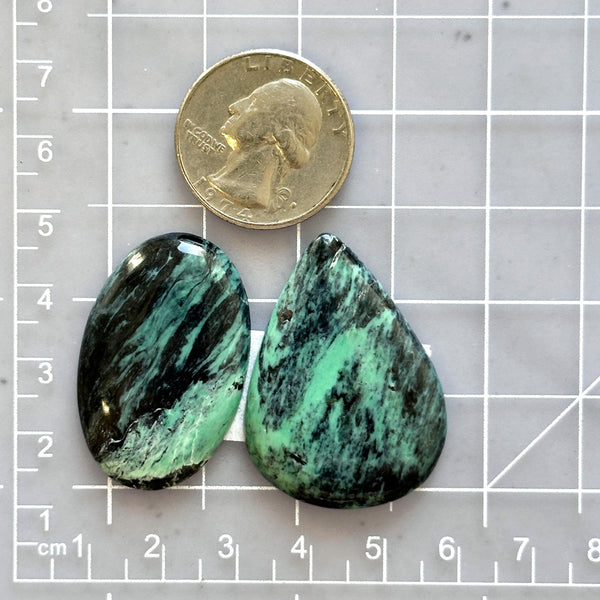 Large Deep Blue Mixed Crescent Lake Variscite, Set of 2 Dimensions