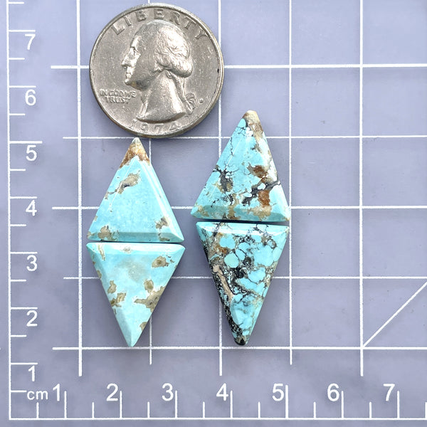 Medium Sky Blue Triangle Sand Hill Turquoise, Set of 4 Dimensions