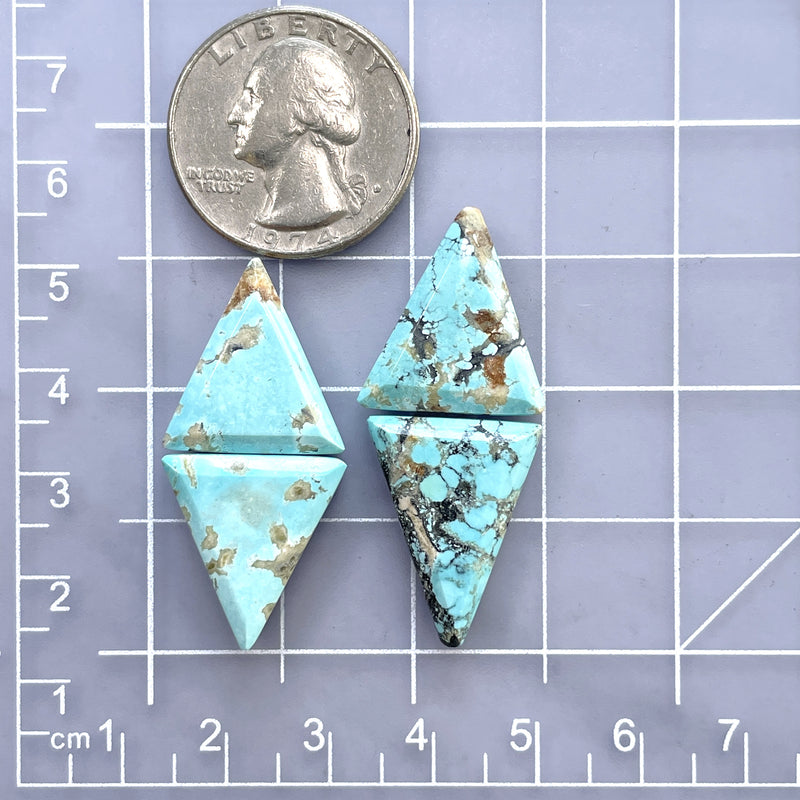 Medium Sky Blue Triangle Sand Hill Turquoise, Set of 4 Dimensions