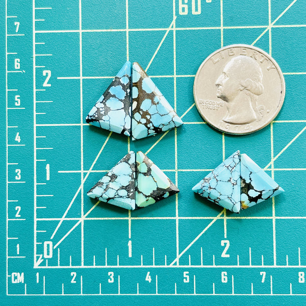 Medium Sky Blue Triangle Mixed Turquoise, Set of 6 Dimensions