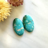 Large Sky Blue Oval Crescent Lake Variscite, Set of 2 Background