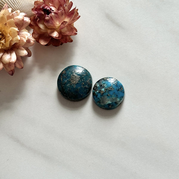 Small Deep Blue Round Ithaca Peak Turquoise, Set of 2 Background
