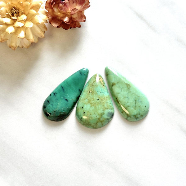Large Mixed Teardrop Crescent Lake Variscite, Set of 3 Background