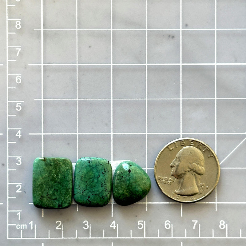 Small Deep Green Mixed Yungai Turquoise, Set of 3 Dimensions