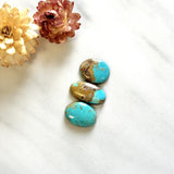 Small Sky Blue Oval Royston Turquoise, Set of 3 Background
