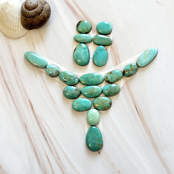 Small Lime Green Mixed Tyrone Turquoise, Set of 20 Background