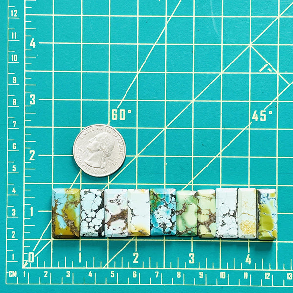 Medium Mixed Bar Mixed Turquoise, Set of 10 Dimensions